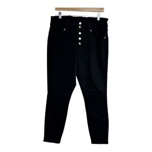 Good American Jeans Size 15 Black High Rise Button Fly Skinny Jeans